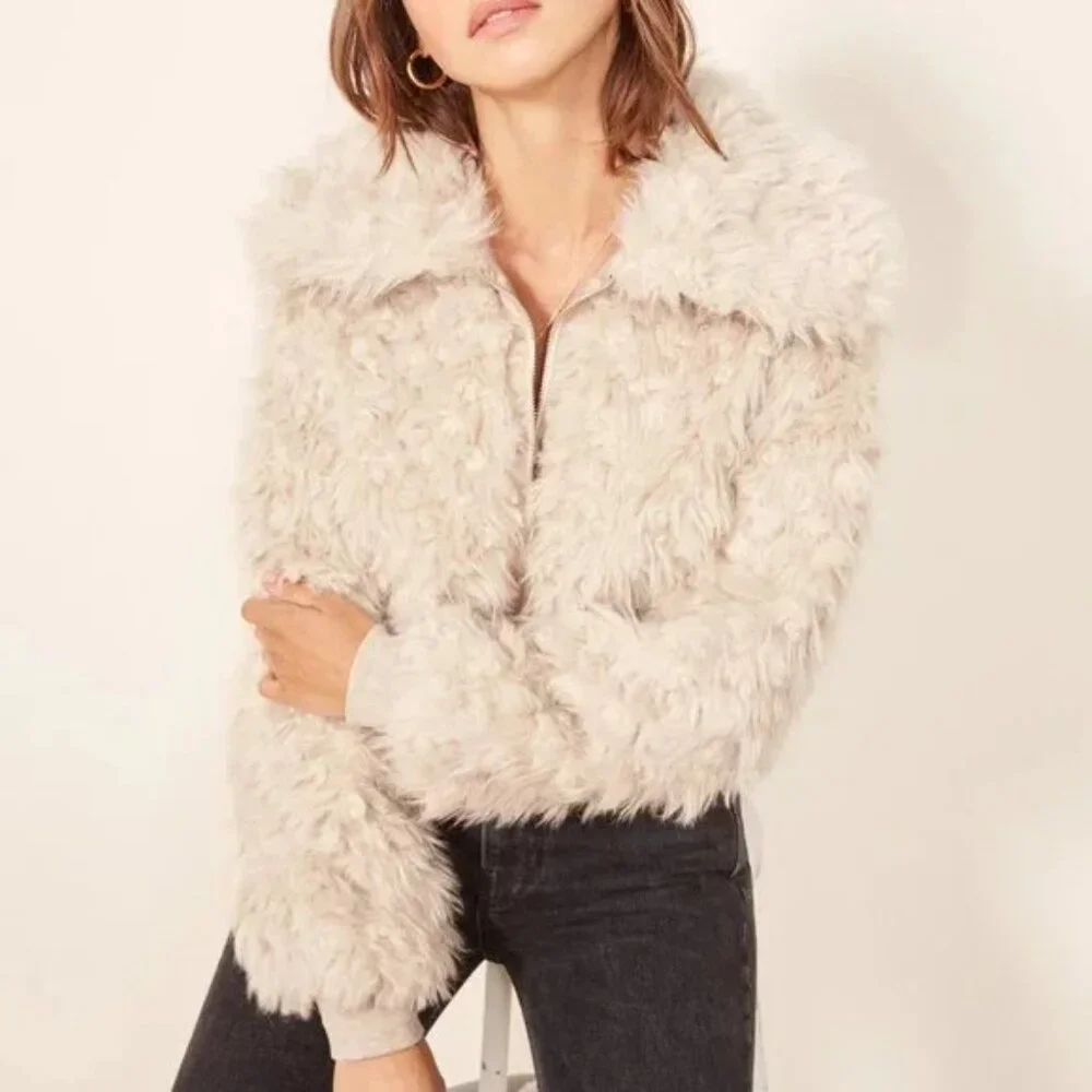 Reformation Freddie Faux Fur Bomber Jacket - Picture 2 of 7